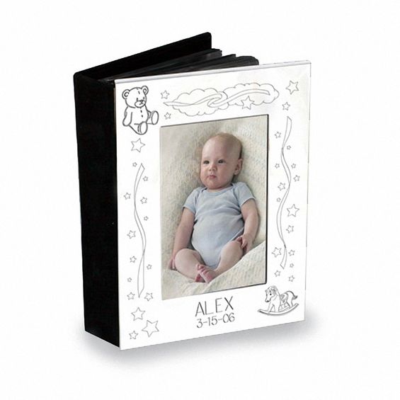 silver plated engraved baby photo album 2 lines silver baby photo album