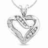 Thumbnail Image 1 of 1/4 CT. T.W. Diamond Crossover Heart Pendant in 10K White Gold