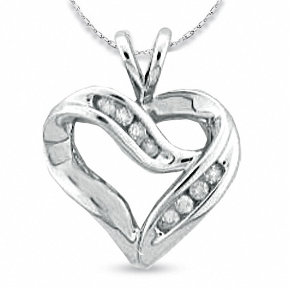 1/4 CT. T.w. Diamond Crossover Heart Pendant in 10K White Gold