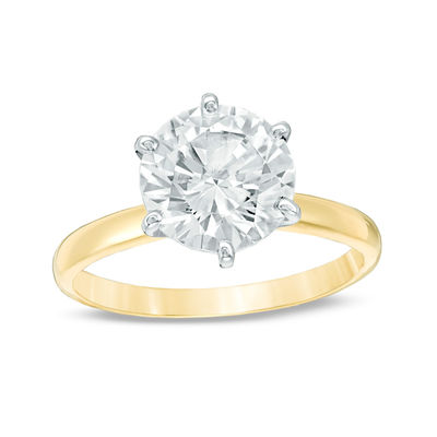 3Ct White Round Solitaire Diamond Bezel Engagement Ring 14K Yellow Gold Finish 