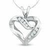 Thumbnail Image 1 of 1/8 CT. T.W. Diamond Crossover Heart Pendant in 10K White Gold