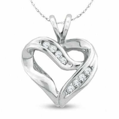 1/8 CT. T.W. Diamond Crossover Heart Pendant in 10K White Gold | Zales