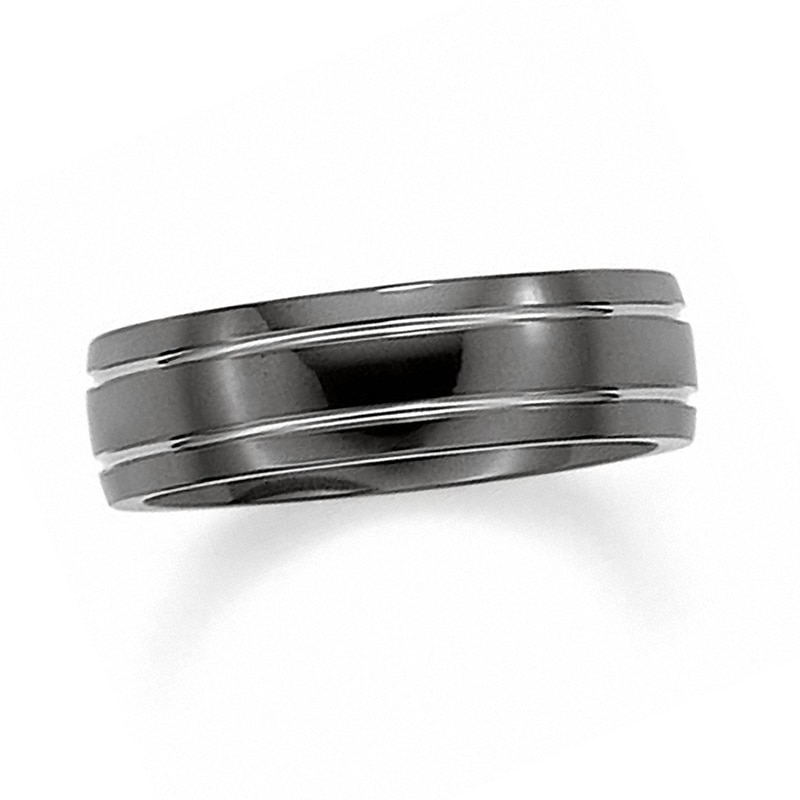 Triton Men's 7.0mm Black Titanium Wedding Band