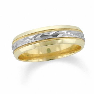 LASER ENGRAVING SERVICE 14k Two Tone Gold 6mm COMFORT FIT Wedding Band 