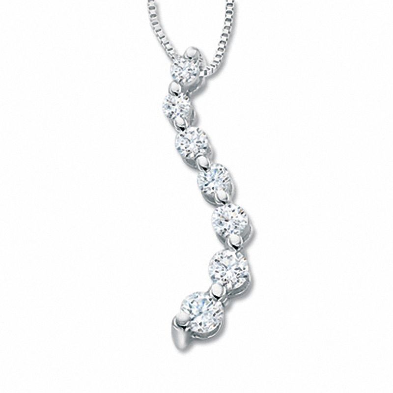 Main Image 1 of 1/2 CT. T.W. Journey Diamond Curve Pendant in 10K White Gold