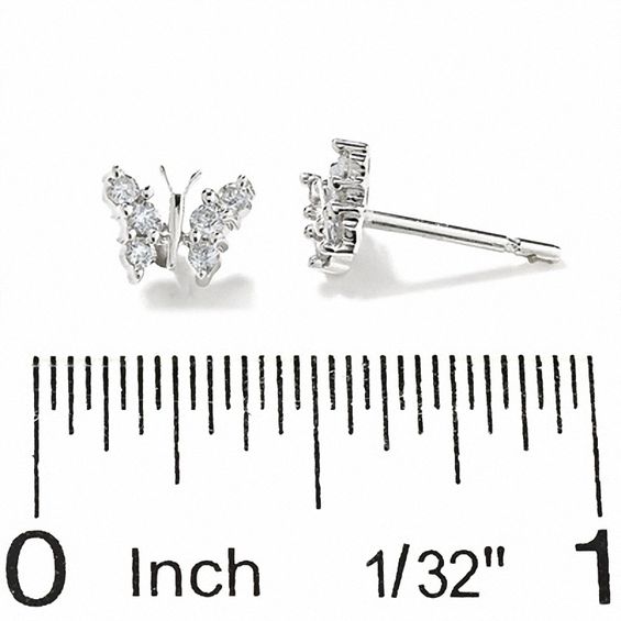 1/5 CT. T.w. Diamond Butterfly Earrings in 14K White Gold