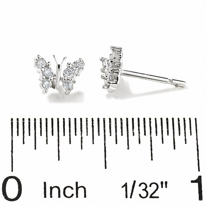 Main Image 2 of 1/5 CT. T.W. Diamond Butterfly Earrings in 14K White Gold