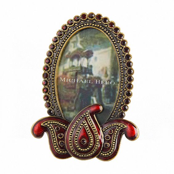 Michael Hero 2"x3" Oval Burgundy Exotic Journeys Frame