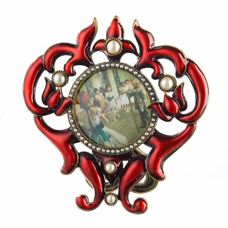 Main Image 1 of Michael Hero 1.5" Round Red Victorian Lace Frame
