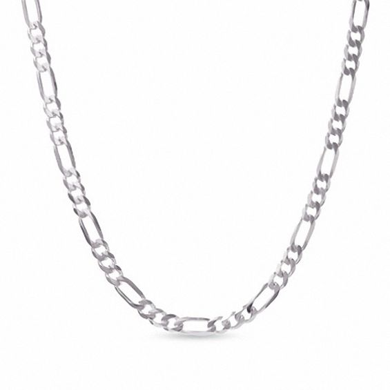 Men's 8.0mm Pavé Figaro Necklace in Sterling Silver - 22"