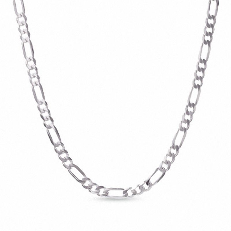 Main Image 1 of Men's 8.0mm Pavé Figaro Necklace in Sterling Silver - 22"