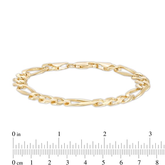 8.61mm Concave Figaro Link Bracelet in 10K Gold - 8.5"