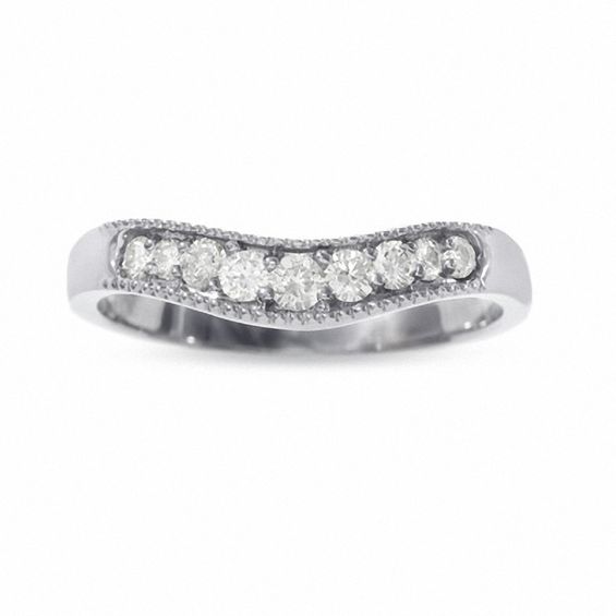 1/4 CT. T.w. Diamond Contour Band in 14K White Gold