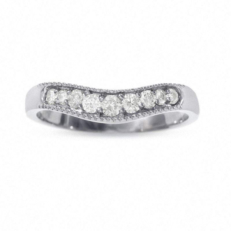 1/4 CT. T.W. Diamond Contour Band in 14K White Gold