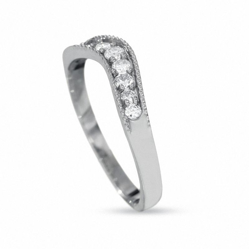 Main Image 2 of 1/4 CT. T.W. Diamond Contour Band in 14K White Gold