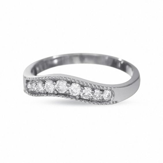 1/4 CT. T.w. Diamond Contour Band in 14K White Gold