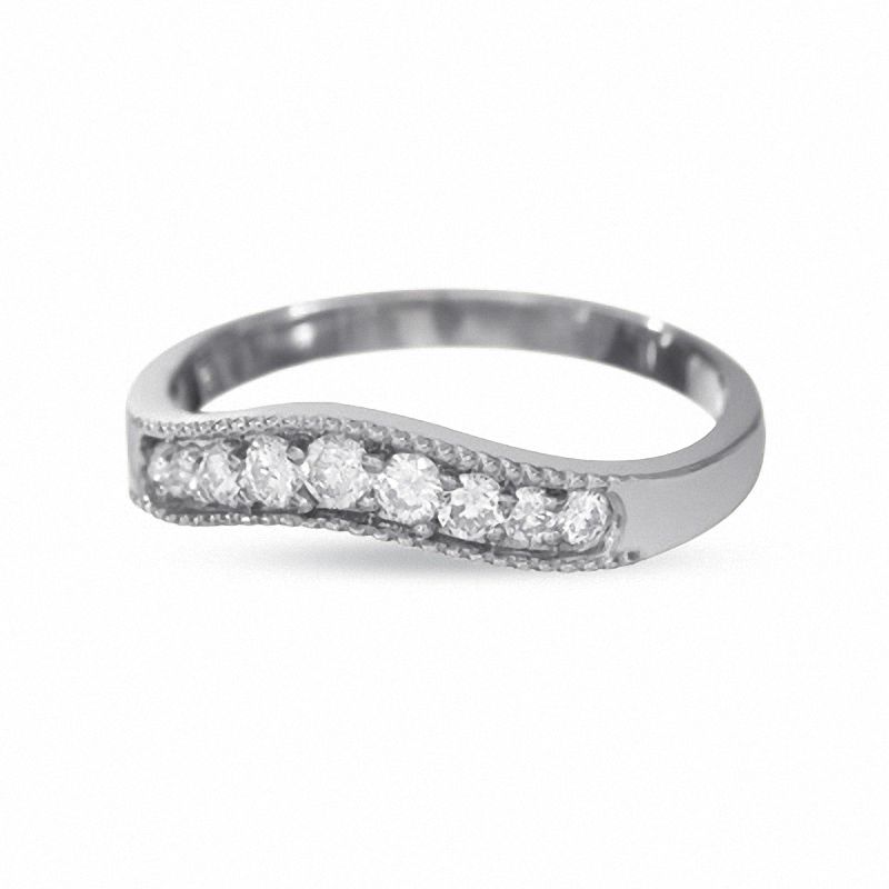 Main Image 3 of 1/4 CT. T.W. Diamond Contour Band in 14K White Gold