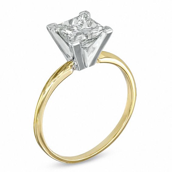 1-1/2 CT. Certified Princess-Cut Diamond Solitaire Engagement Ring in 18K Gold and Platinum (J/Si2)