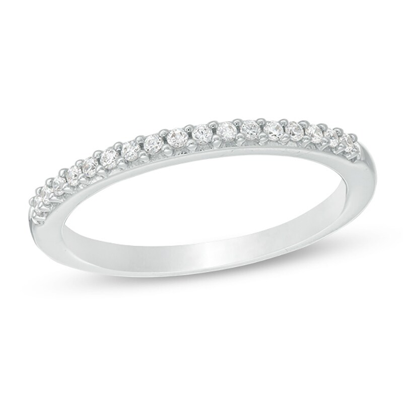 Main Image 1 of 1/8 CT. T.W. Colorless Diamond Wedding Band in 18K White Gold