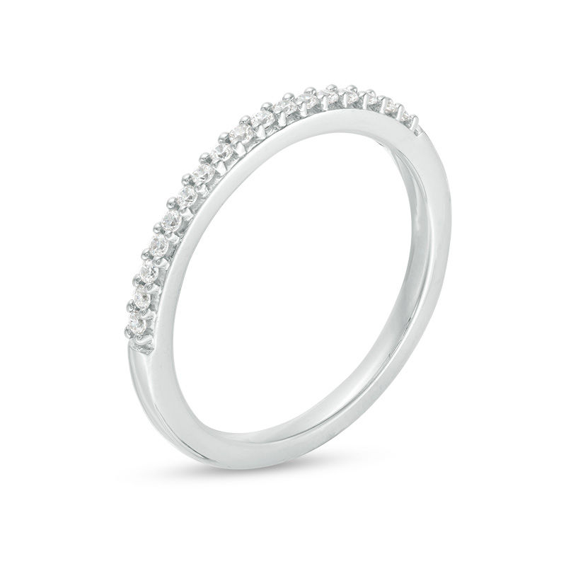 Main Image 2 of 1/8 CT. T.W. Colorless Diamond Wedding Band in 18K White Gold