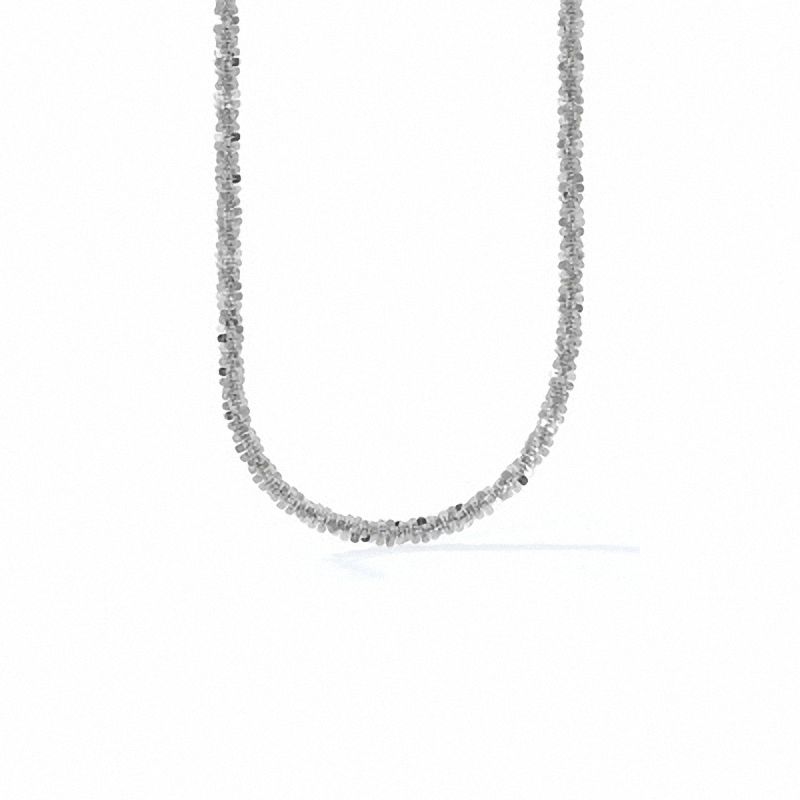 Main Image 1 of Ladies' 1.4mm Fashion Diamond-Cut Flashy Chain Necklace in 14K White Gold