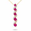 Thumbnail Image 1 of Journey Lab-Created Ruby Drop Pendant in 10K Gold with Diamond Accents