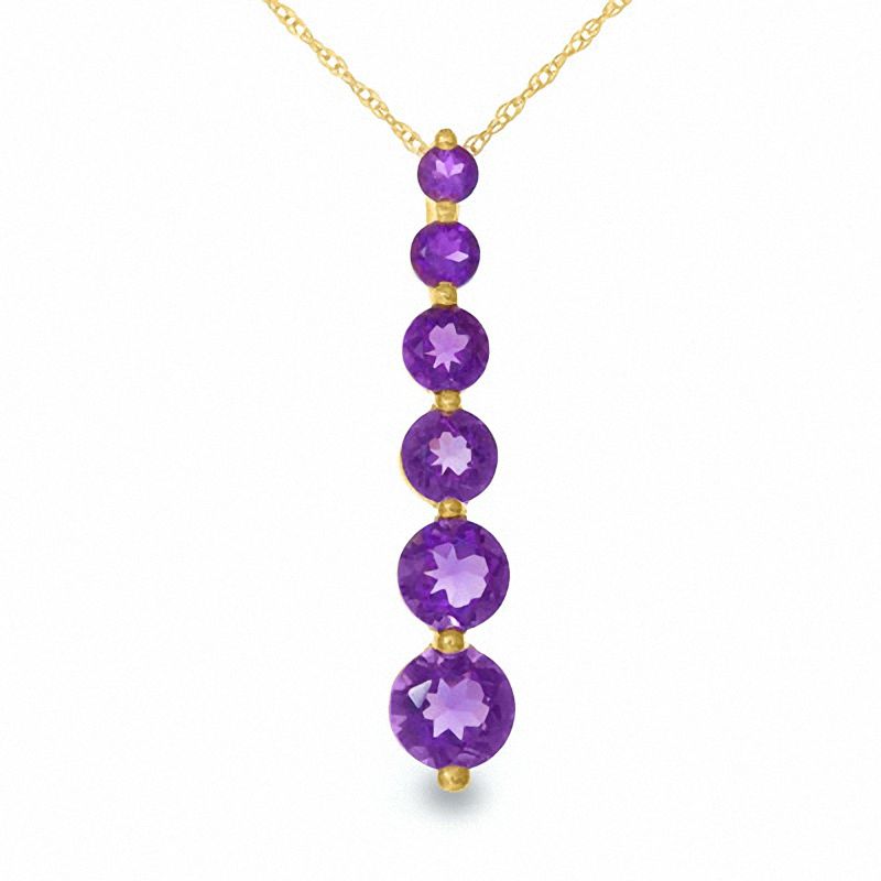 Main Image 1 of Journey Amethyst Drop Pendant in 10K Gold