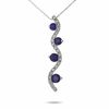 Thumbnail Image 1 of Journey Lab-Created Blue Sapphire Vertical Wave Pendant in 10K White Gold with Diamond Accents