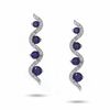 Thumbnail Image 1 of Journey Lab-Created Blue Sapphire Vertical Wave Earrings in 10K White Gold with Diamond Accents