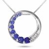 Thumbnail Image 0 of Journey Lab-Created Blue Sapphire Circle Pendant in 10K White Gold with Diamond Accents