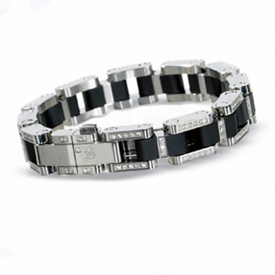 Simmons Jewelry Co. Men s 1 1 2 CT. T.w. Diamond Link Bracelet in Stainless Steel