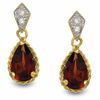 Thumbnail Image 1 of Pear Shaped Garnet Drop Earrings with 10K Gold Rope Trim