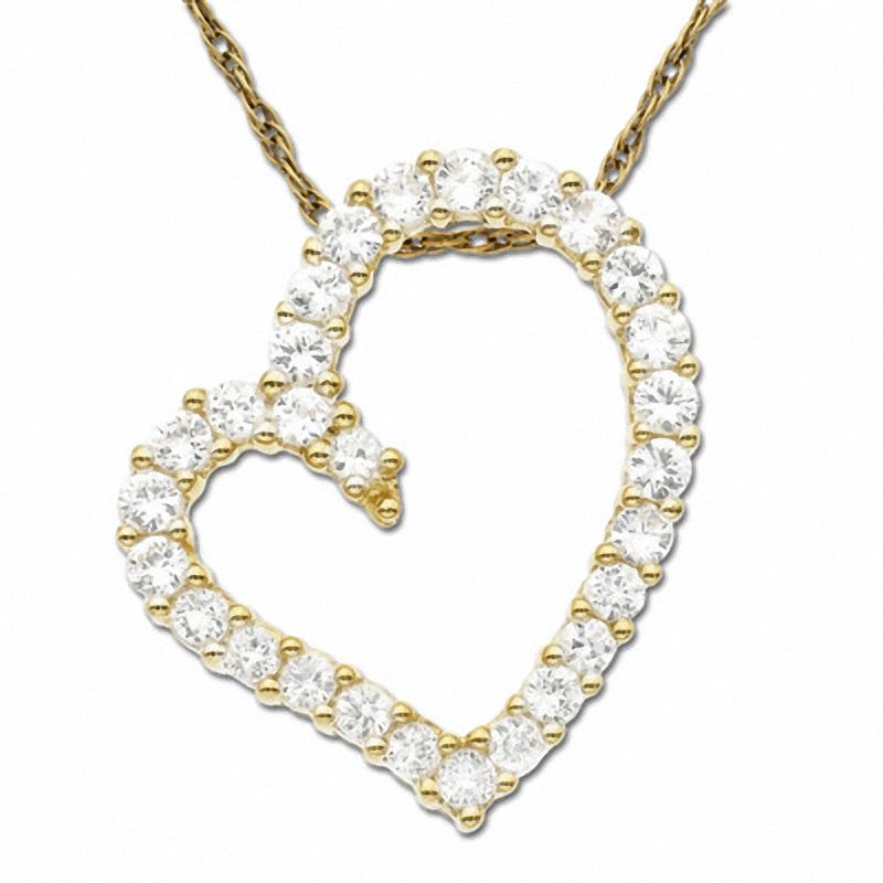Main Image 1 of Lab-Created White Sapphire Heart Pendant