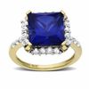Thumbnail Image 1 of Princess-Cut Lab-Created Blue and White Sapphire Ring in 10K Gold