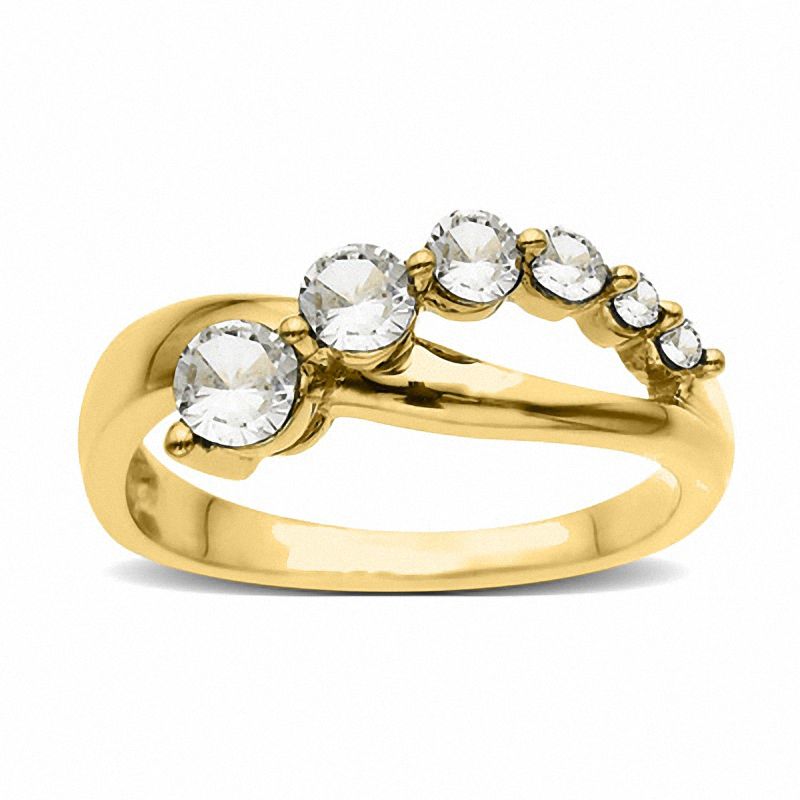 Main Image 1 of Journey Lab-Created White Sapphire Ring in 10K Gold