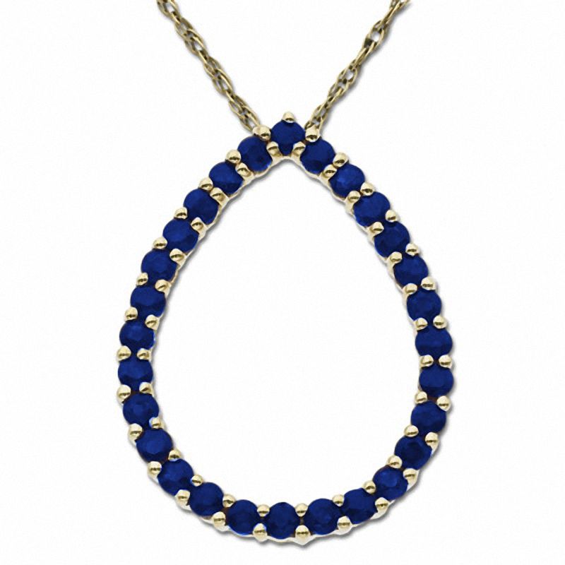 Main Image 1 of Blue Sapphire Teardrop Pendant in 14K Gold