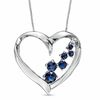Thumbnail Image 0 of Journey Blue Sapphire and Diamond Accent Heart Pendant in 14K White Gold