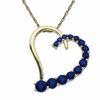 Thumbnail Image 1 of Journey Blue Sapphire Tilted Heart Pendant in 14K Gold