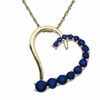 Thumbnail Image 0 of Journey Blue Sapphire Tilted Heart Pendant in 14K Gold