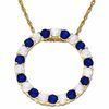 Thumbnail Image 1 of Blue and White Sapphire Circle Pendant in 14K Gold