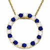 Thumbnail Image 0 of Blue and White Sapphire Circle Pendant in 14K Gold