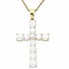 Thumbnail Image 0 of Lab-Created White Sapphire Cross Pendant in 10K Gold