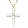 Thumbnail Image 1 of Lab-Created White Sapphire Cross Pendant in 10K Gold