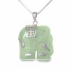 Thumbnail Image 1 of Sterling Silver and Green Jade Elephant Pendant