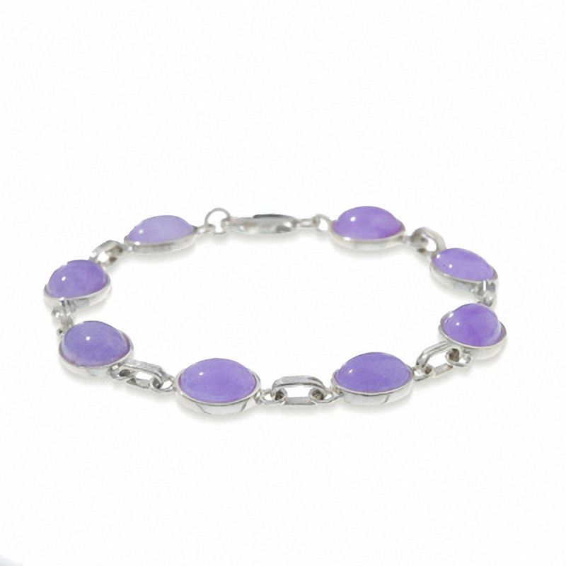 Sterling Silver and Purple Jade Bracelet