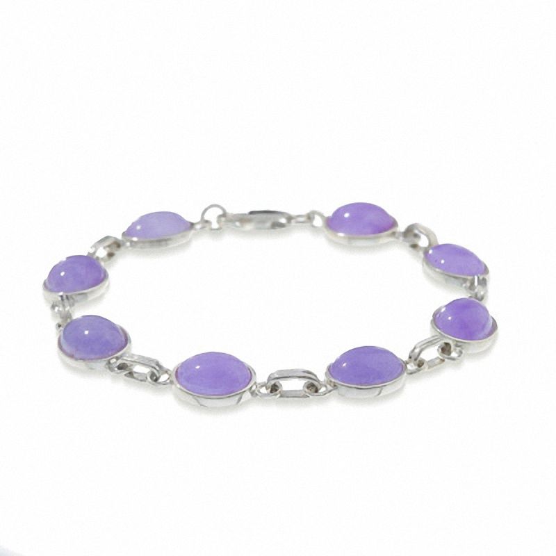 Main Image 1 of Sterling Silver and Purple Jade Bracelet