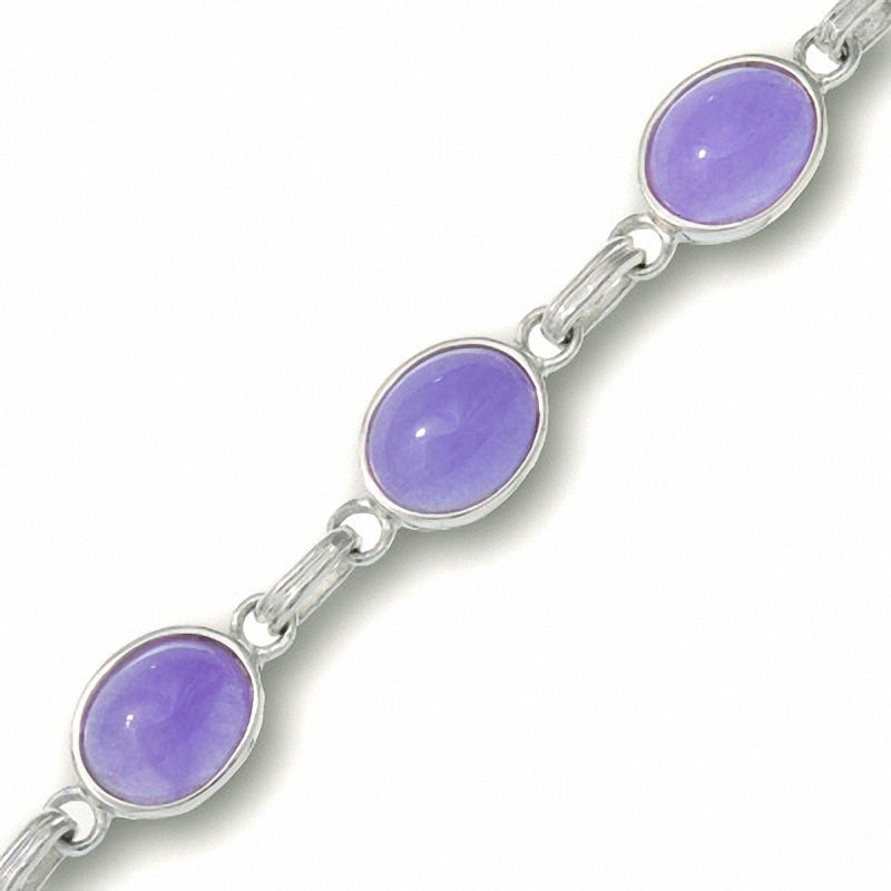 Main Image 2 of Sterling Silver and Purple Jade Bracelet