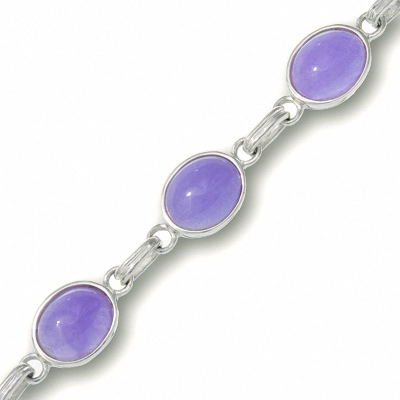 Sterling Silver and Purple Jade Bracelet