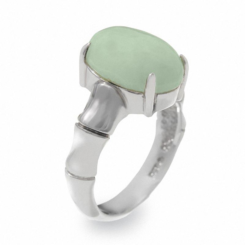 Oval Green Jade Ring in Sterling Silver