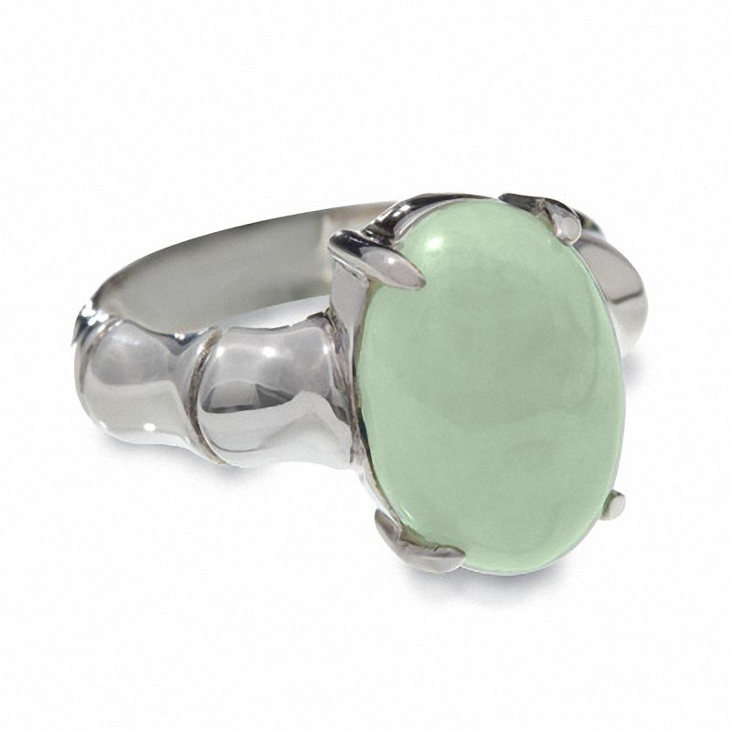 Main Image 3 of Oval Green Jade Ring in Sterling Silver